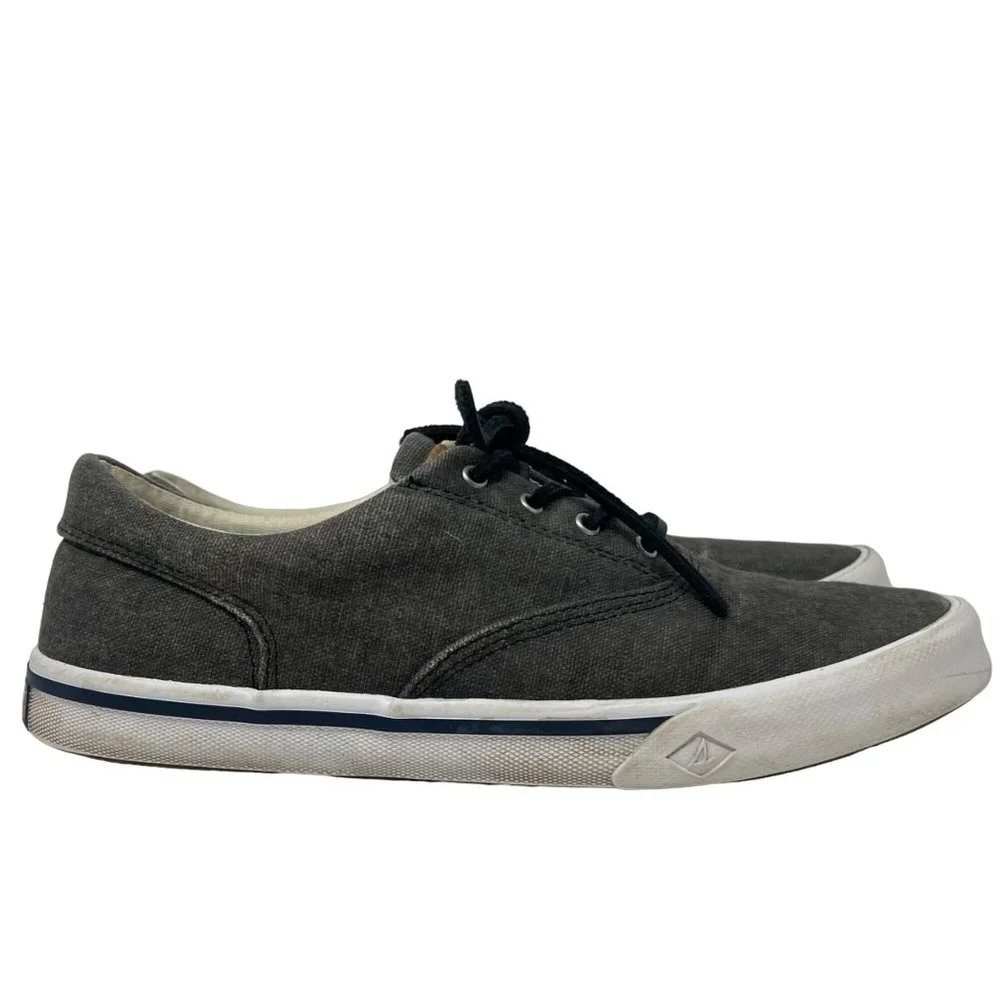 Sperry Striper 2 Gray Canvas Deck Boat Shoe Lace‎ Up STS16795 Size 8 US Preppy